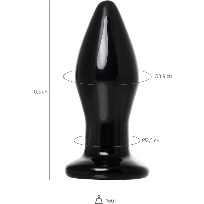 Черная стеклянная вибровтулка - 10,5 см - Sexus Glass. Фотография 4.