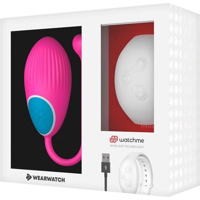 Розовое виброяйцо с белым пультом-часами Wearwatch Egg Wireless Watchme. Фотография 2.