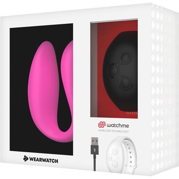 Розовый вибратор для пар с черным пультом-часами Weatwatch Dual Pleasure Vibe. Фотография 2.