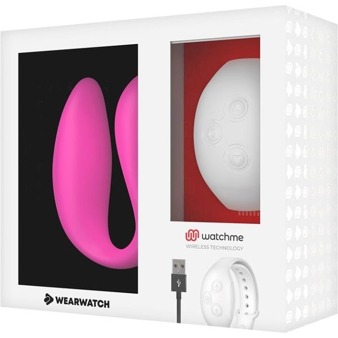 Розовый вибратор для пар с белым пультом-часами Weatwatch Dual Pleasure Vibe. Фотография 3.
