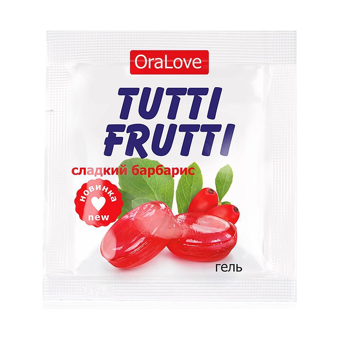 Гель-смазка Tutti-frutti со вкусом барбариса - 4 гр - Одноразовая упаковка