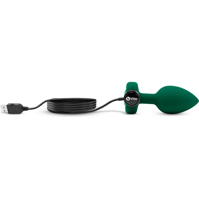 Зеленая анальная вибровтулка с кристаллом Vibrating Jewel Plug M/L - 10,5 см. Фотография 4.