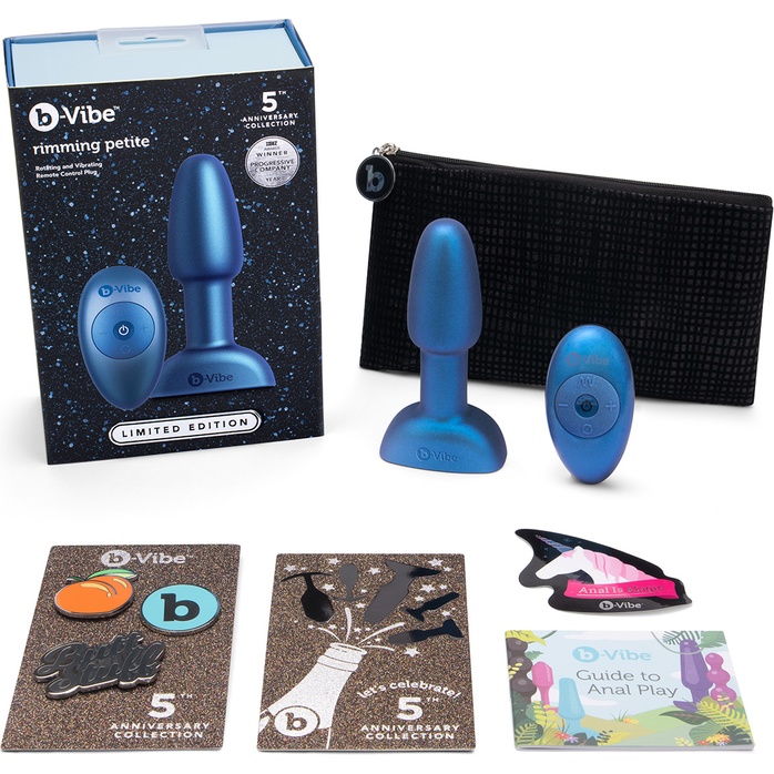 Синяя анальная вибропробка Rimming Petite - 12,4 см. Фотография 2.