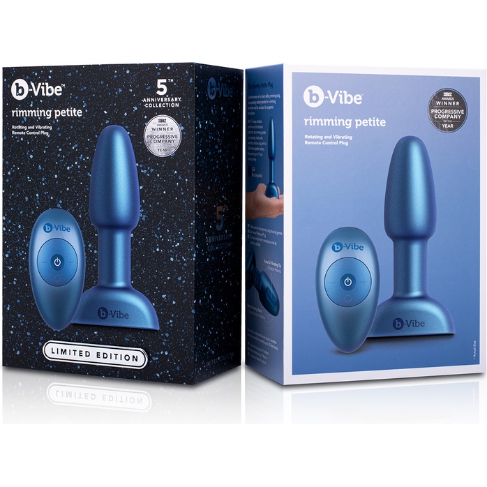 Синяя анальная вибропробка Rimming Petite - 12,4 см. Фотография 5.