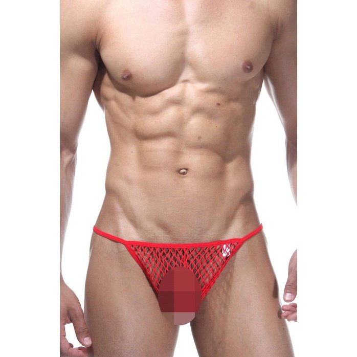 Мужские трусы-стринги в крупную сетку