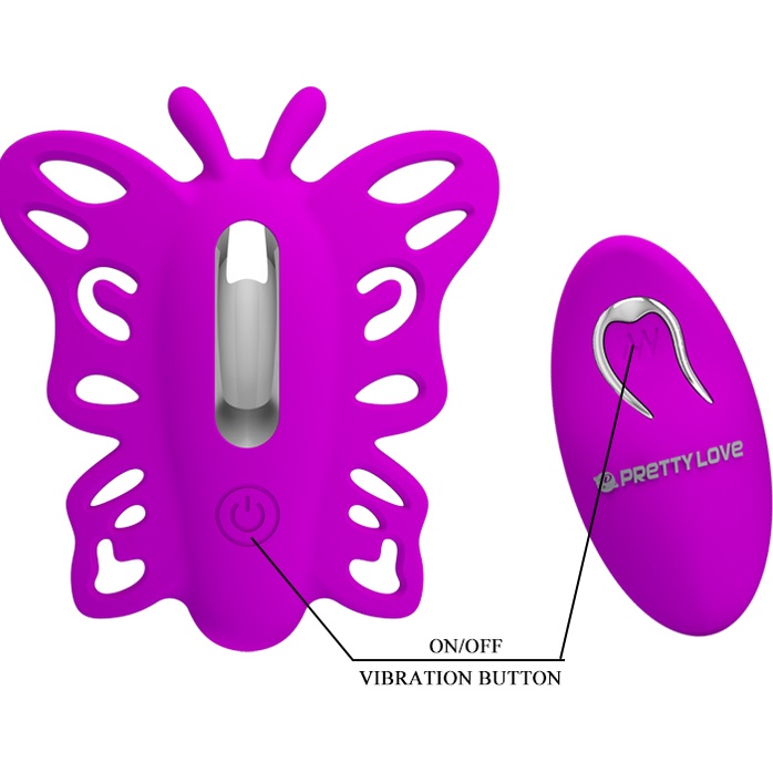 Лиловая клиторальная бабочка с вагинальным виброотростком Katherine - Pretty Love. Фотография 5.