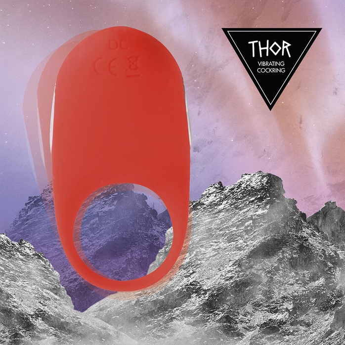 Красное кольцо с вибрацией Thor Cockring. Фотография 3.