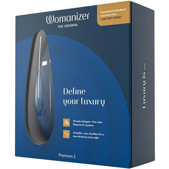 Синий клиторальный стимулятор Womanizer Premium 2. Фотография 11.