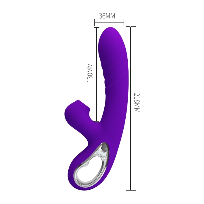 Фиолетовый вибратор Jersey с вакуумной стимуляцией - 21,8 см - Pretty Love. Фотография 5.