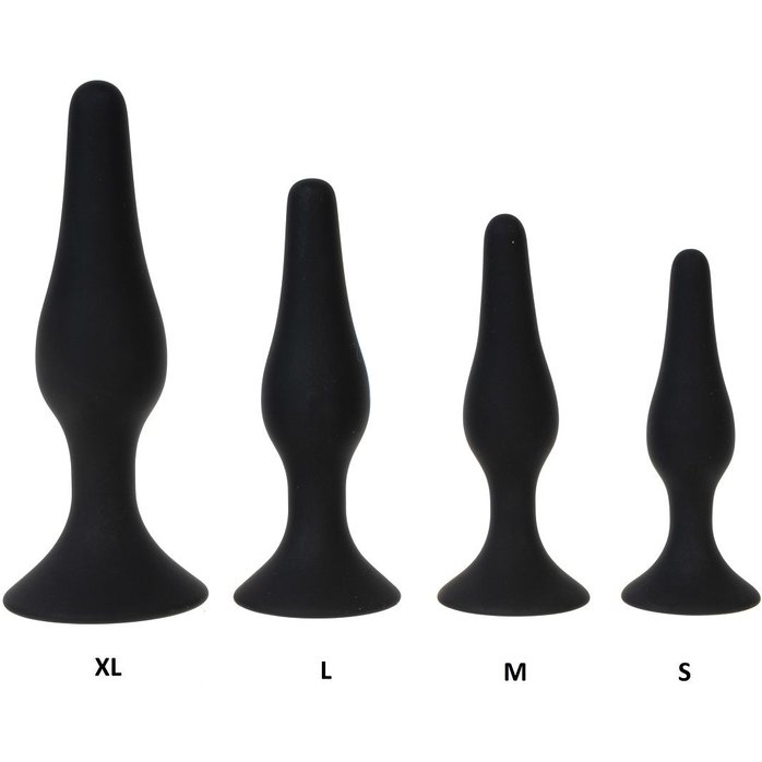 Черная силиконовая анальная пробка размера M - 11 см. Фотография 2.