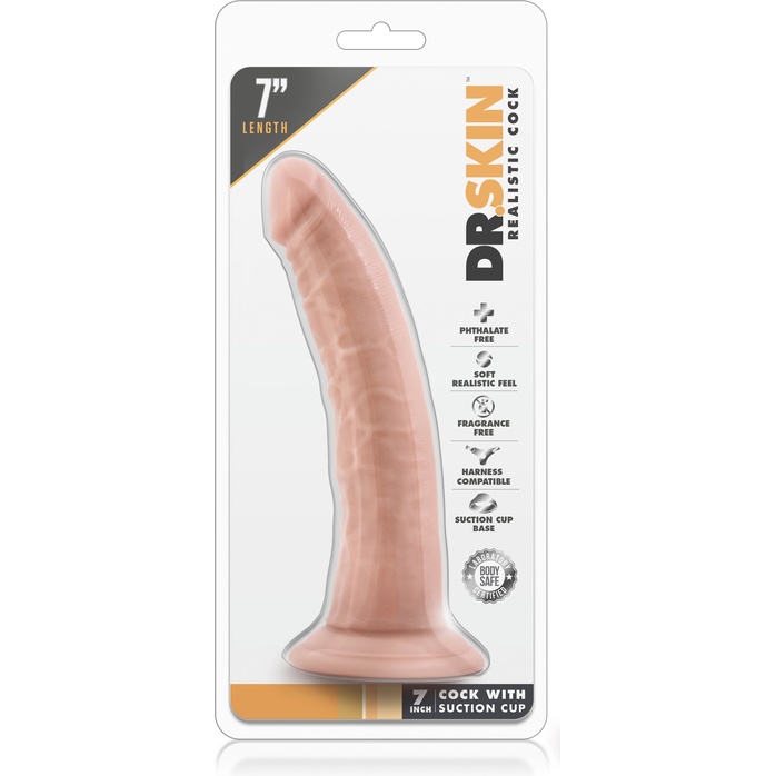 Телесный фаллоимитатор Dr. Skin 7 Inch Cock With Suction Cup - 19 см - Dr. Skin . Фотография 2.