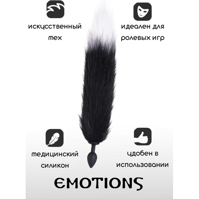 Черная анальная пробка с хвостом Emotions Furry - Emotions. Фотография 2.