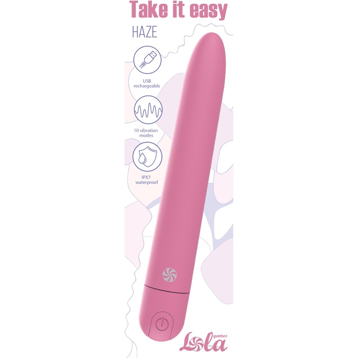 Розовый перезаряжаемый вибратор Haze - 18 см - Take it easy. Фотография 3.