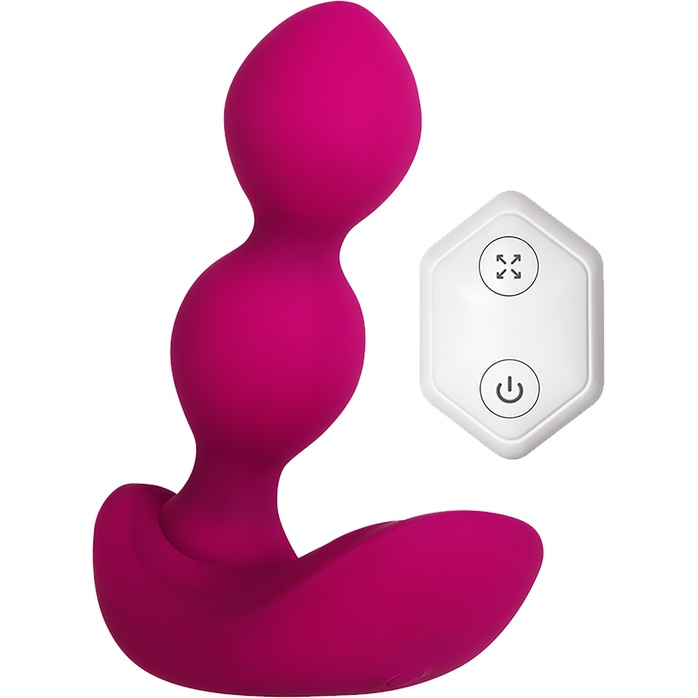 Розовые анальные шарики с вибрацией и расширением Bubble Butt - 12,3 см