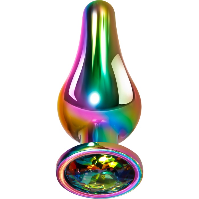 Радужная анальная пробка Rainbow Metal Plug Small - 9,4 см. Фотография 2.