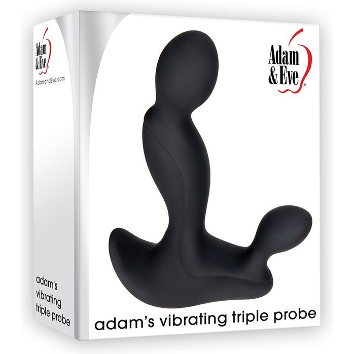 Черный вибростимулятор простаты Adam s Vibrating Triple Probe - 12,1 см. Фотография 5.