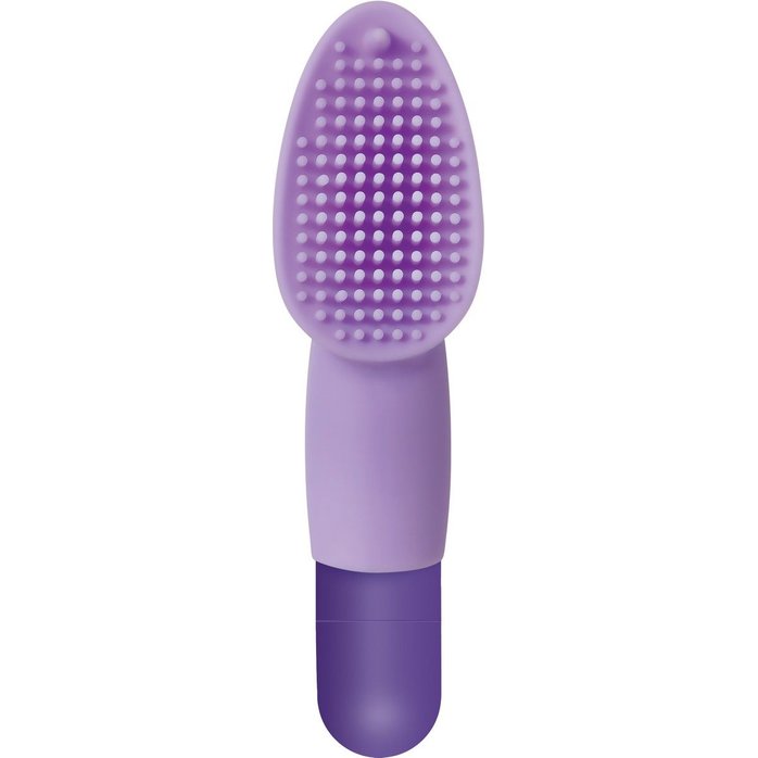 Фиолетовая вибропуля с силиконовой щеточкой для клиторальной стимуляции Fingerific. Фотография 5.
