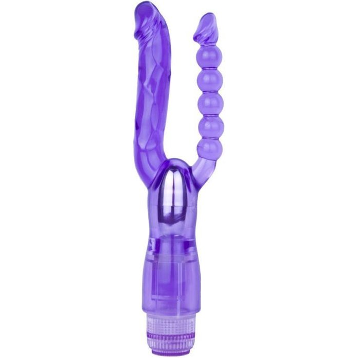 Фиолетовый анально-вагинальный вибратор Extreme Dual Vibrator - 25 см