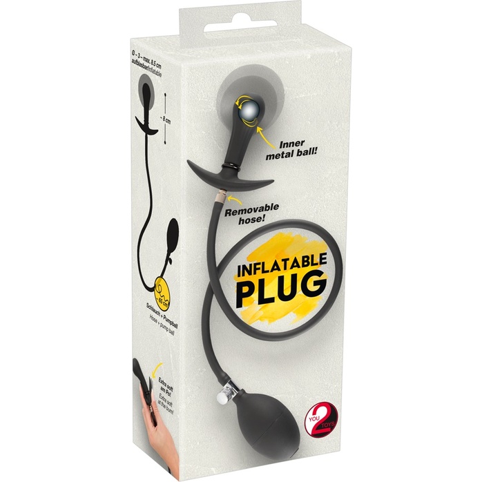 Черная анальная втулка-расширитель Inflatable Plug - You2Toys. Фотография 9.