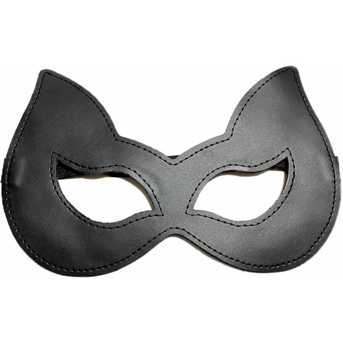 Черная лаковая маска с ушками из эко-кожи. Фотография 2.