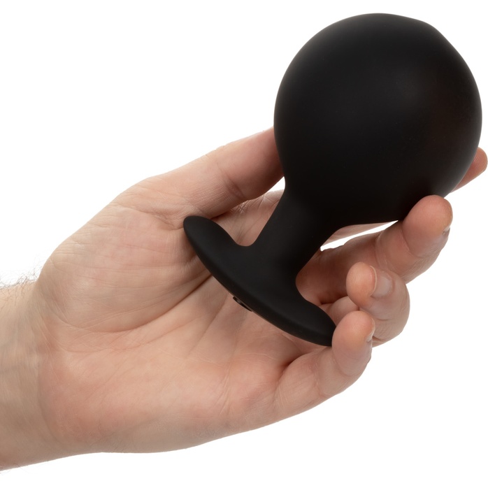 Черная расширяющаяся анальная пробка Weighted Silicone Inflatable Plug Large - 8,25 см - Anal Toys. Фотография 4.