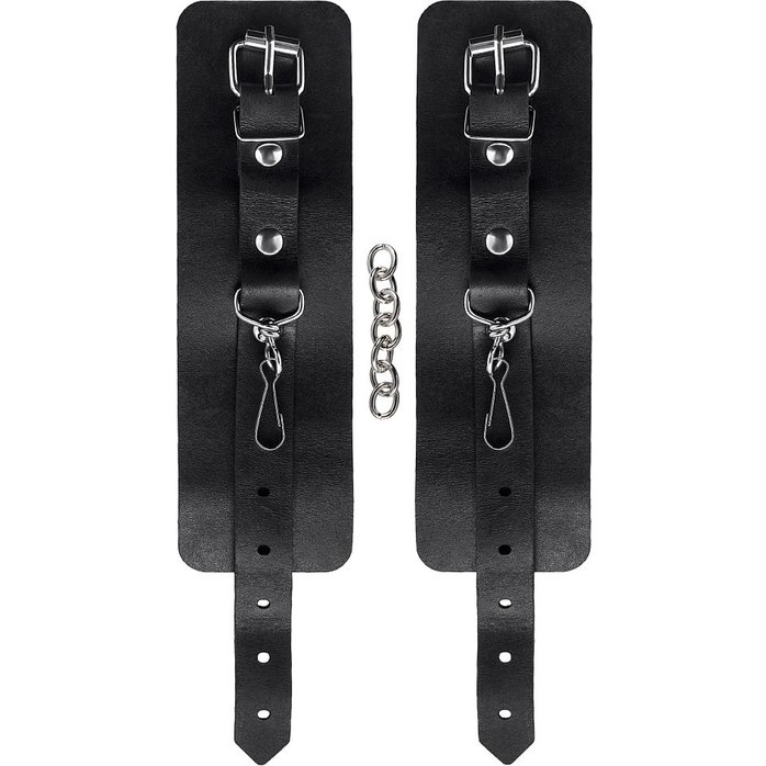 Черные однослойные кожаные наручники. Фотография 5.
