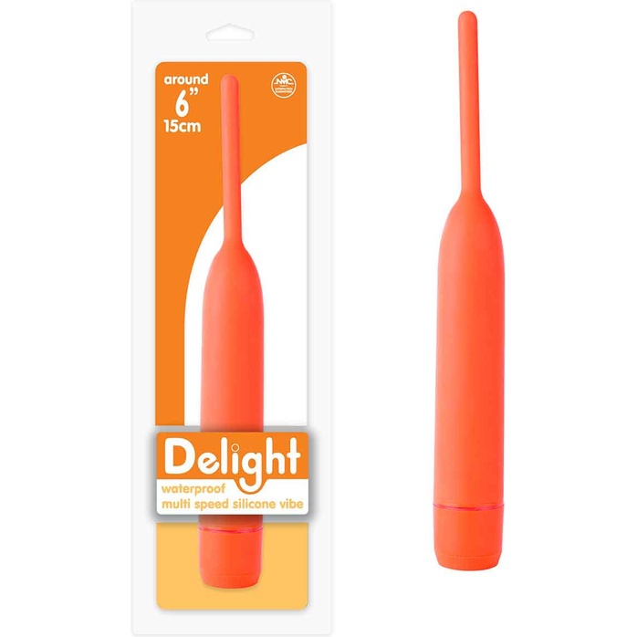 Оранжевый вибромассажер из силикона Delight - 18,5 см. Фотография 2.