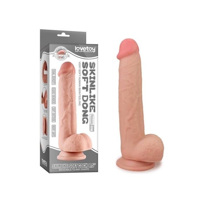 Телесный фаллоимитатор на присоске - 24,5 см