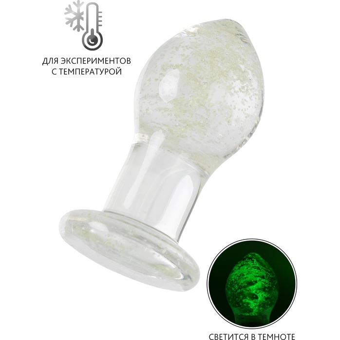 Прозрачная, светящаяся в темноте анальная втулка - 9 см - Sexus Glass. Фотография 2.