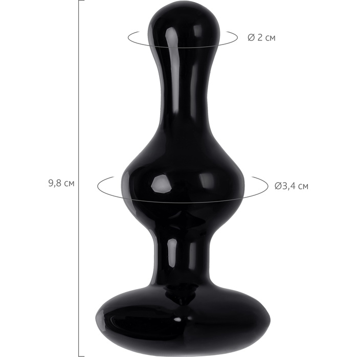 Черная фигурная анальная втулка - 9,8 см - Sexus Glass. Фотография 4.
