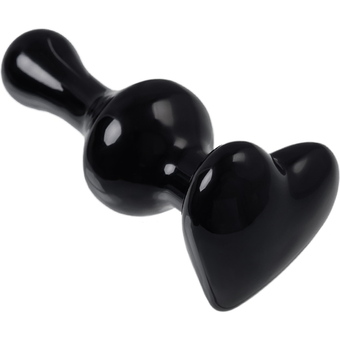 Черная фигурная анальная втулка - 9,8 см - Sexus Glass. Фотография 5.