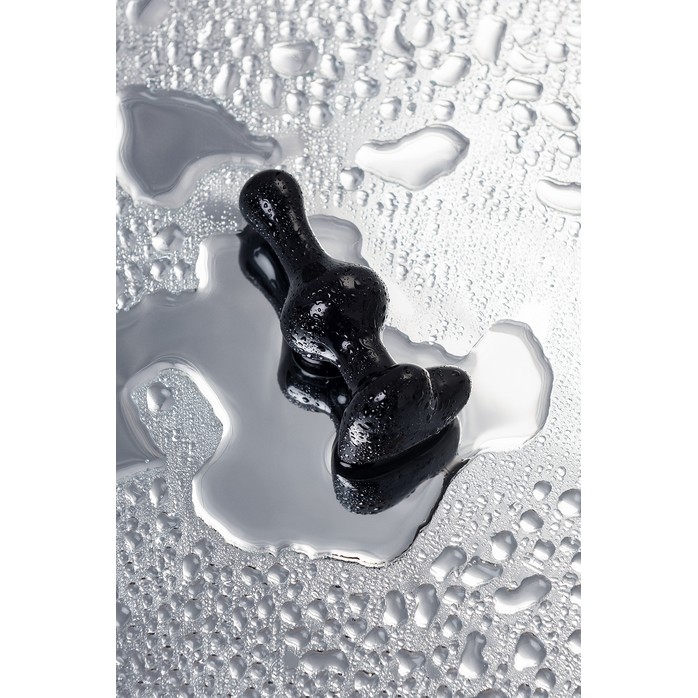 Черная фигурная анальная втулка - 9,8 см - Sexus Glass. Фотография 8.