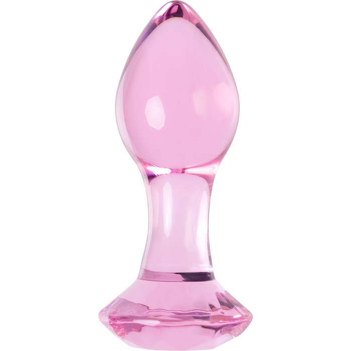 Розовая анальная втулка из стекла - 8,5 см - Sexus Glass