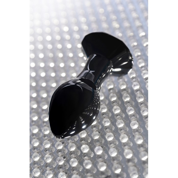 Черная стеклянная анальная втулка - 8,5 см - Sexus Glass. Фотография 9.