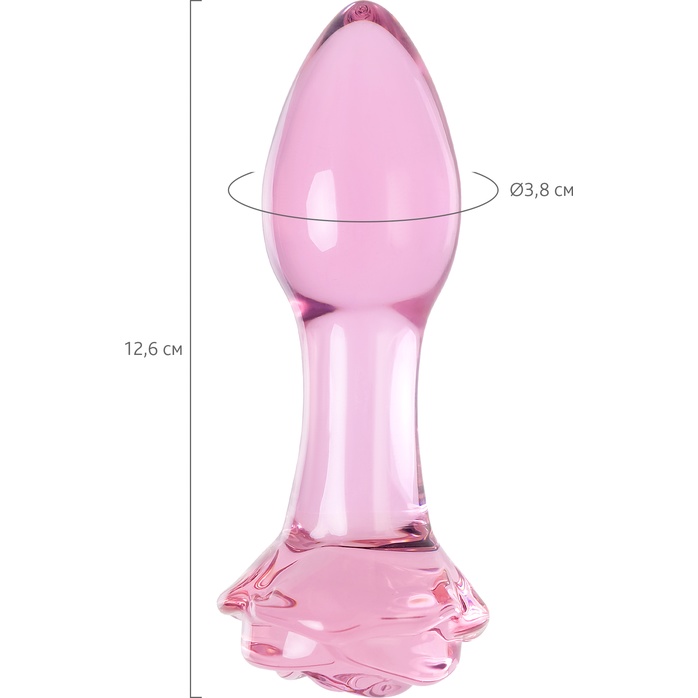 Розовая анальная втулка из стекла - 12,6 см - Sexus Glass. Фотография 4.