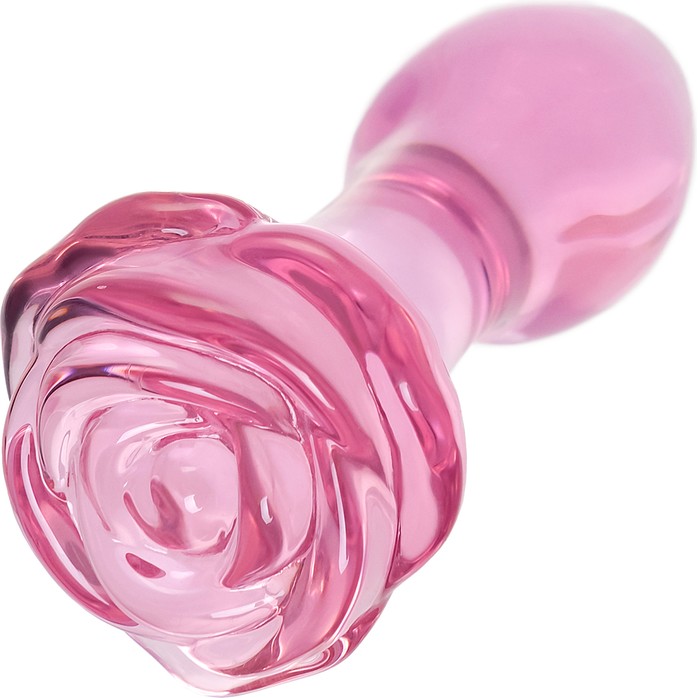 Розовая анальная втулка из стекла - 12,6 см - Sexus Glass. Фотография 5.