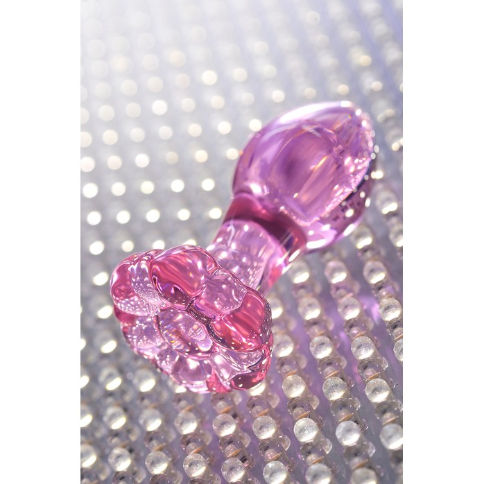 Розовая анальная втулка из стекла - 12,6 см - Sexus Glass. Фотография 8.