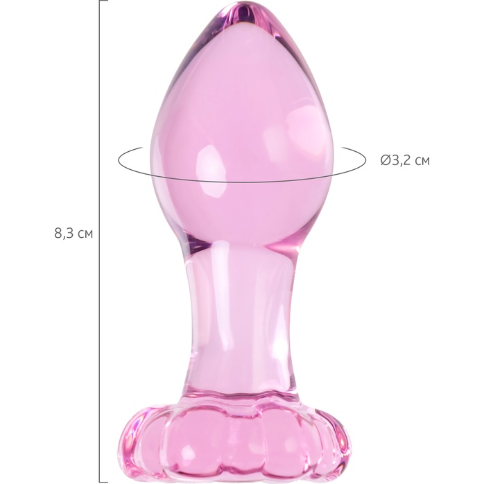 Розовая анальная втулка из стекла - 8,3 см - Sexus Glass. Фотография 4.