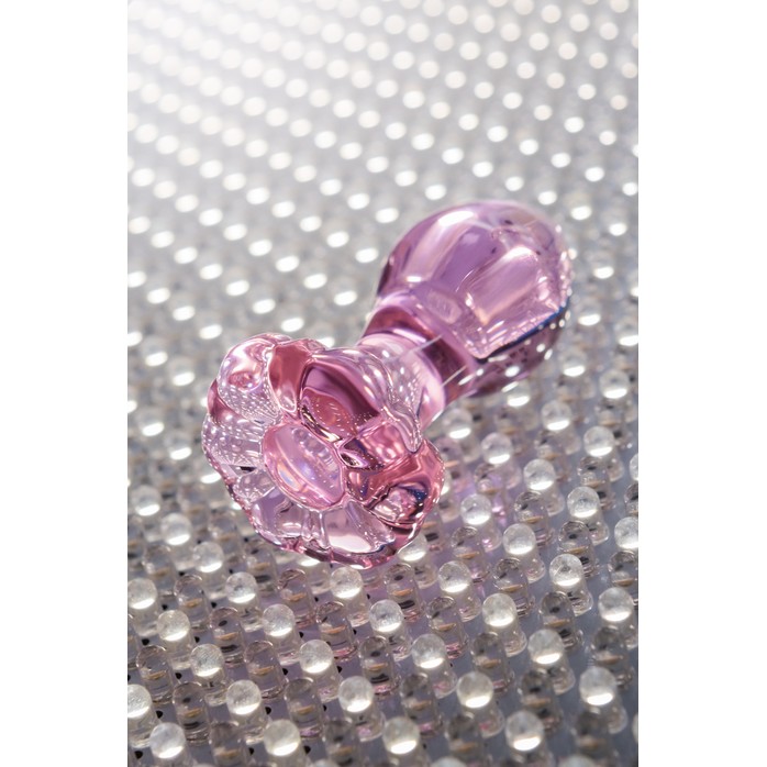 Розовая анальная втулка из стекла - 8,3 см - Sexus Glass. Фотография 8.