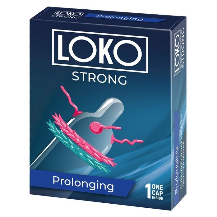 Стимулирующая насадка на пенис LOKO STRONG с продлевающим эффектом - Sitabella condoms