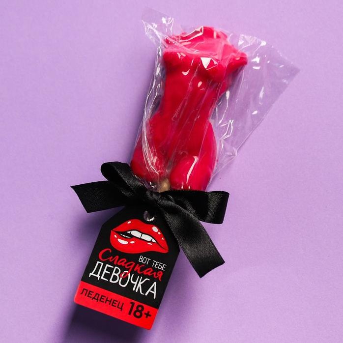 Леденец на палочке «Сладкая девочка» со вкусом бабл-гам - 65 гр - Фабрика страсти. Фотография 3.