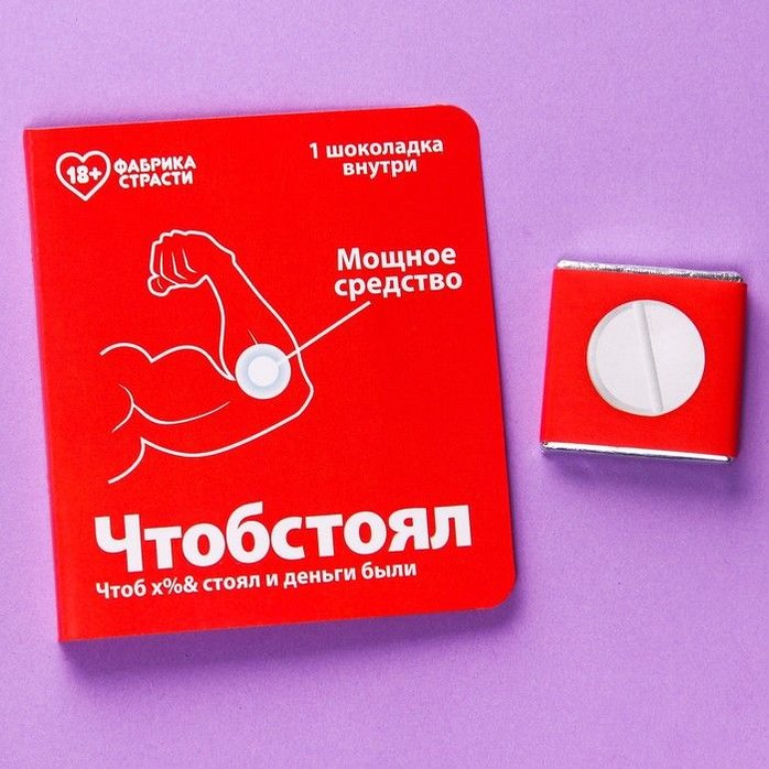 Шоколад молочный «Чтобстоял» в открытке - 5 гр - Фабрика страсти
