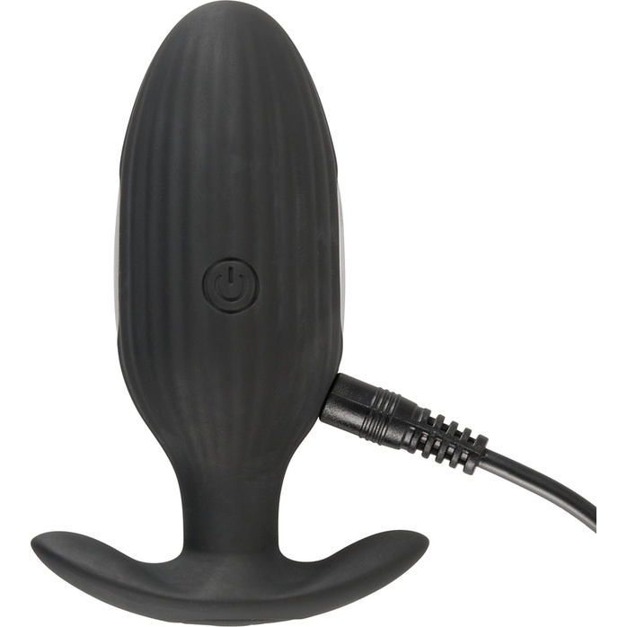 Черная анальная втулка с вибрацией и электростимуляцией Vibrating E-Stim Butt Plug - 9,2 см. Фотография 10.
