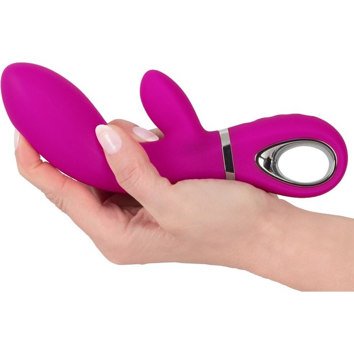 Лиловый вибратор с клиторальным отростком Super Soft Silicone Rabbit Vibrator - 20,2 см. Фотография 4.
