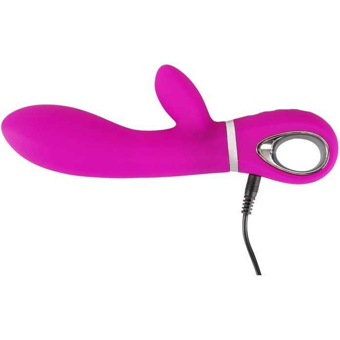 Лиловый вибратор с клиторальным отростком Super Soft Silicone Rabbit Vibrator - 20,2 см. Фотография 6.