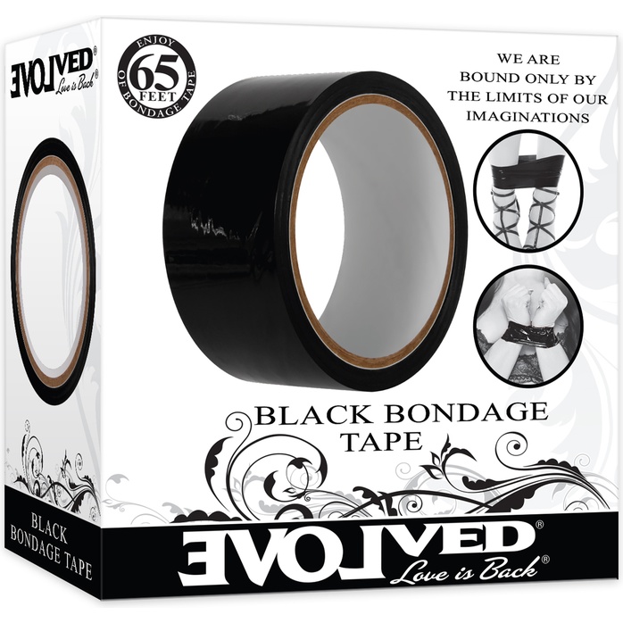 Черная лента для бондажа Black Bondage Tape - 20 м. Фотография 12.