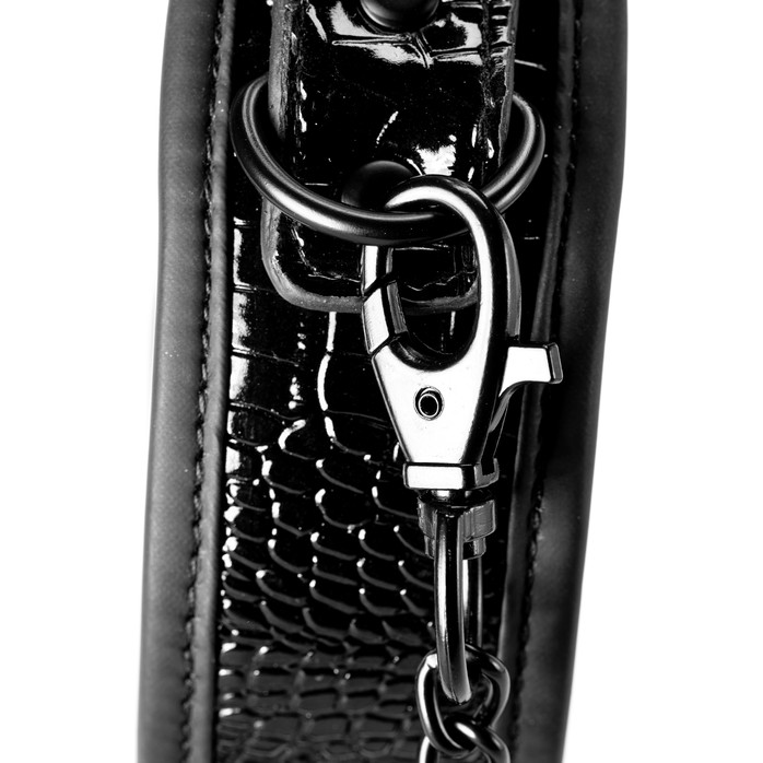 Черный ошейник с поводком Croco Collar and Leash - Blaze. Фотография 5.
