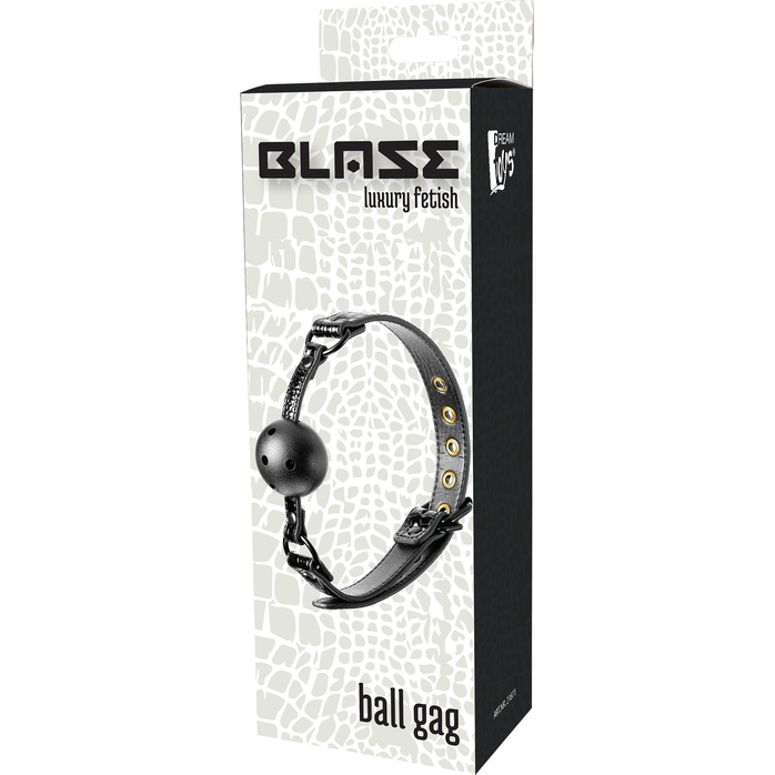 Черный кляп-шар с отверстиями для дыхания на полиуретановых ремешках Croco Ball Gag - Blaze. Фотография 2.