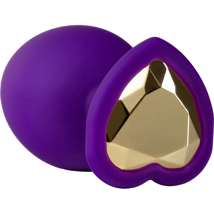 Фиолетовая анальная пробка с золотистым кристаллом-сердцем Bling Plug Small - 7,6 см - Temptasia. Фотография 2.