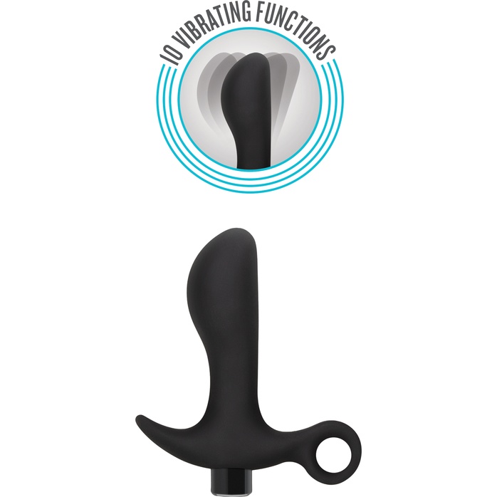Черный анальный вибратор Silicone Vibrating Prostate Massager 01 - 10,8 см - Anal Adventures Platinum. Фотография 3.